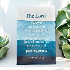 Blessing Blue Bible Verse Wall Art, 8x12, Numbers 6:24-26